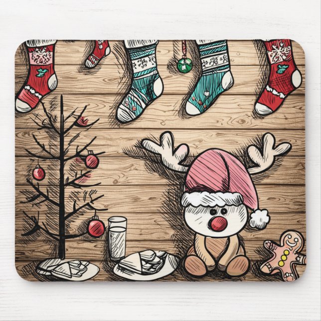 Süße-Rentiere-Socken-Weihnachts-Mauspad Mousepad (Vorne)