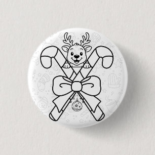 Süße Rentiere und Zuckerstangen Feiertagsdesign Button