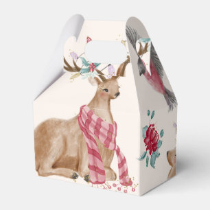 Süße Rentiere, Vögel, Blumen Geschenkschachtel
