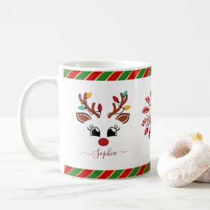 Süße Rentiere Weihnachten Kinder Heiße Schokolade Kaffeetasse