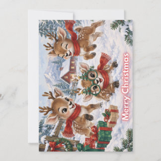 Süße-Rentiere-Weihnachts-Grußkarte Feiertagskarte