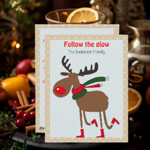 Süße Rentiere Weihnachtswunsch beige Retro Grußkar Feiertagskarte