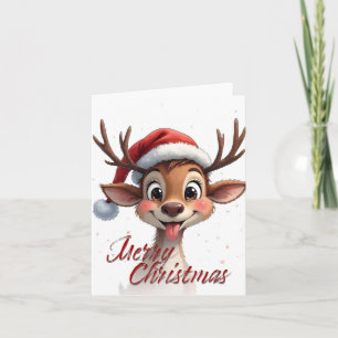 Süße Rentiere wünschen frohe Weihnachten Dankeskarte