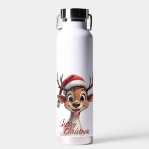 Süße Rentiere wünschen frohe Weihnachten Trinkflasche