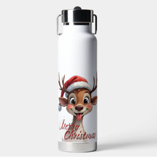 Süße Rentiere wünschen frohe Weihnachten Trinkflasche