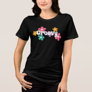 Süße Retro-70er-Groovy-Gänseblümchen-Flower-Power Tri-Blend Shirt