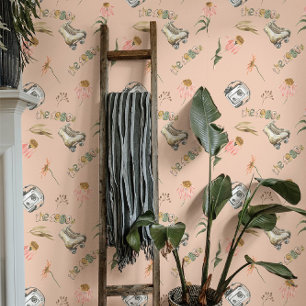 Süße Retro-80er-Blumen Tapete