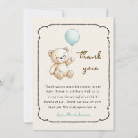 Süße retro Bär Baby Junge Shower Dankeschön-Karte