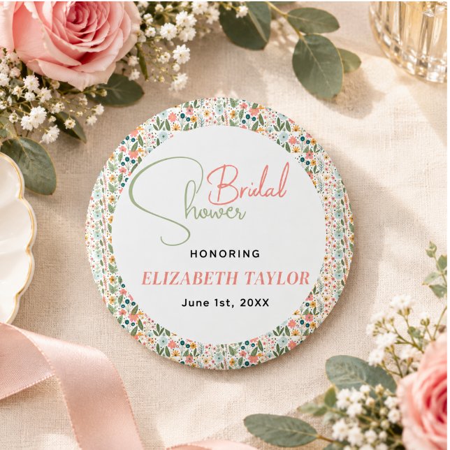Süße Retro-Blumen-Brautparty  Button (Cute Retro Flower Bridal Shower Button)