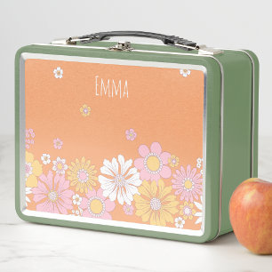 Süße Retro-Blumen-Kinder-Mädchen-modern Metall Brotdose