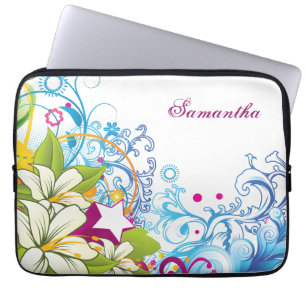 Süße Retro-Blumen und Sterne, Girlie-Grunge Laptopschutzhülle