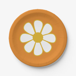 Süße Retro-Boho-Gänseblümchen-Blume Pappteller