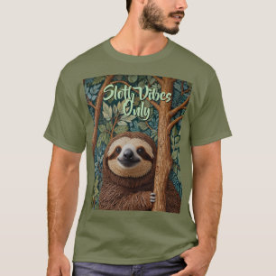 Süße Retro-Boho-lustige Faultier-Vibes only T-Shirt