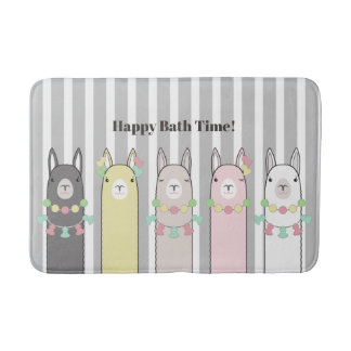 Süße Retro-Bunte Lamas Badematte