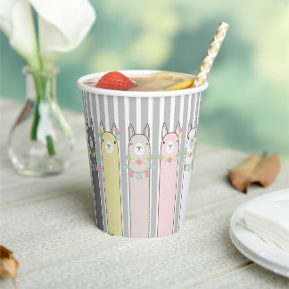 Süße Retro-bunte Lamas individuell Pappbecher