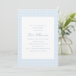 Süße Retro-Eleganz Hellblau Gingham Baby Shower Einladung