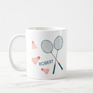 Süße Retro-Federball-Schläger CUSTOM NAME Kaffeetasse