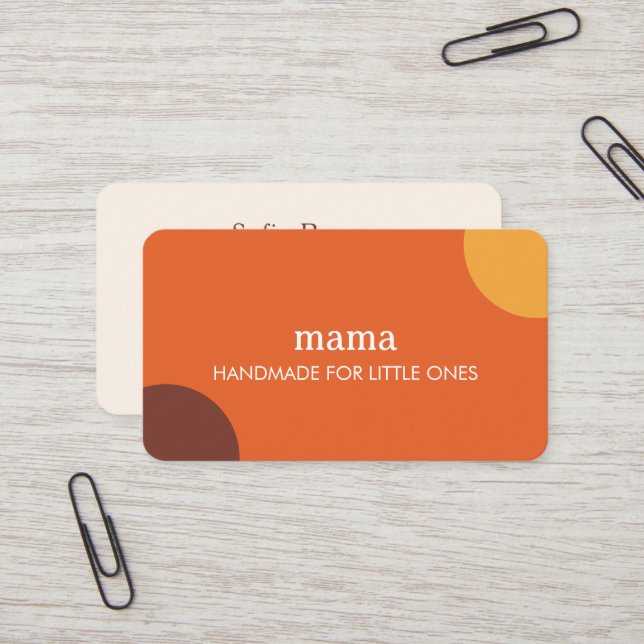 Süße Retro	Fette Visitenkarte | mama (Vorderseite/Rückseite Beispiel)