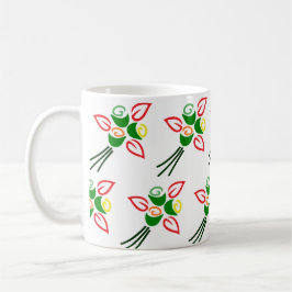 Süße Retro-Frühlingsblumen auf einer Kaffeetasse