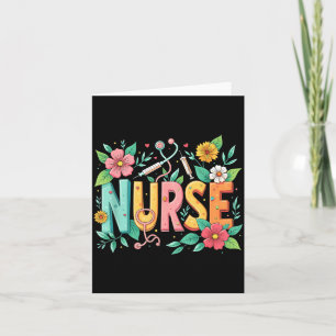 Süße Retro-Groovy-Krankenschwester-Blumen-Pflege 0 Karte