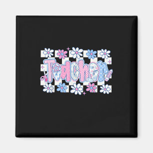 Süße Retro-Groovy-Lehrer-Blumen Zurück zur Schule Magnet