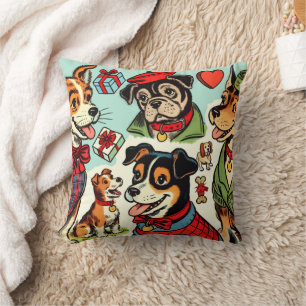 Süße Retro-Hunde-Comics Kissen