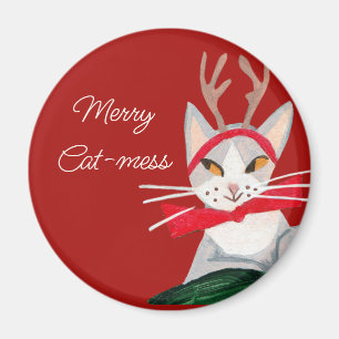 Süße Retro-Katze - rot Weihnachten  Magnet