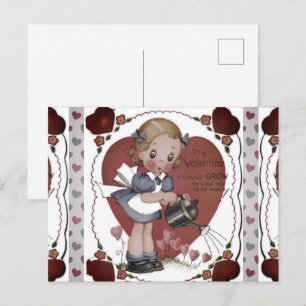 Süße Retro-Kindergärtnerin Vintage-Kunst Feiertagspostkarte