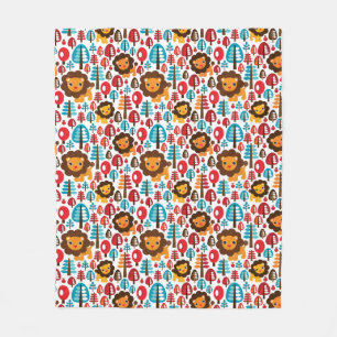 süße retro Löwe Kinder Illustration Fleecedecke