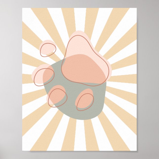 Süße Retro Moderne Wandkunst Poster | Pfotenabdrüc (Vorne)