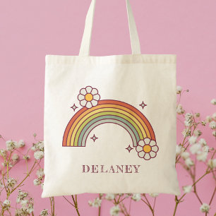Süße Retro-Regenbogen-Kinderpersonalisierung Tragetasche