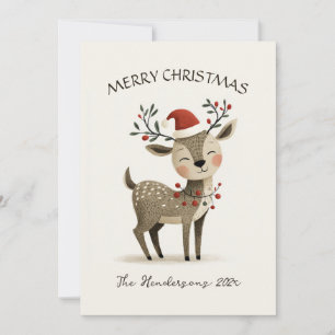 Süße Retro-Rentier-Weihnachtskarte Feiertagskarte