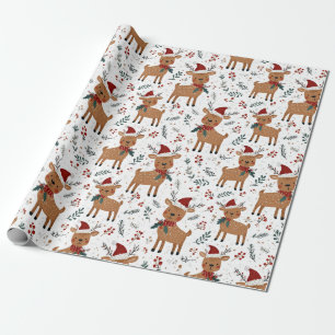 Süße Retro-Rentiere Weihnachten Geschenkpapier