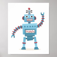 Süße Retro-Roboter-Androiden-Kinder-Cartoon-Wandku