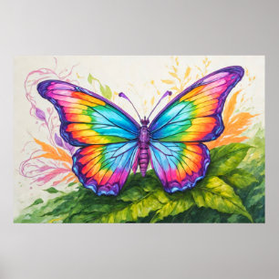 Süße Retro-Ruhe-Schmetterling-Illustration Poster