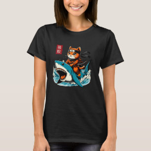 Süße Retro-Samurai-Katze Ninja Japanische Katze Ha T-Shirt