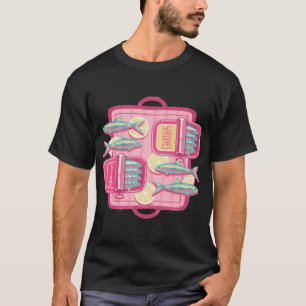 Süße Retro-Sardinen mit Zitronenscheiben. Rosa Vin T-Shirt