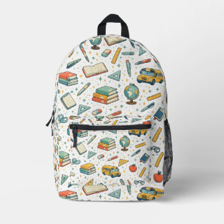 Süße Retro-Schul-Symbole Muster Zurück zur Schule Bedruckter Rucksack