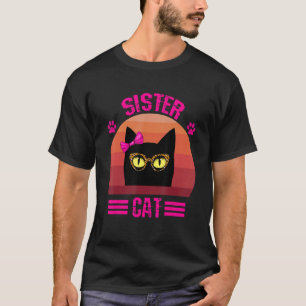 Süße Retro-Schwesterkatze mit Leopardenbrille T-Shirt