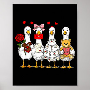 Süße Retro-Valentinstag-Alberne-Gänse-Enten-Liebes Poster