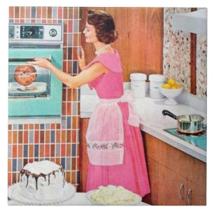 süße retro-vintage-küchen-dame fliese