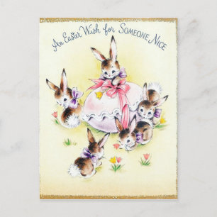 Süße retro vintage Osterhasen Feiertags-Postkarte Feiertagspostkarte