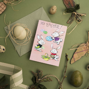 süße retro-vintage-Osterhasen Postkarte