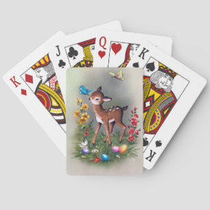 Süße Retro-Vintage-Osterhirsche Spielkarten