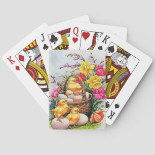 Süße retro-vintage-Osterküken Spielkarten