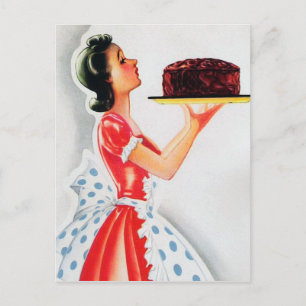 Süße Retro Vintage Torte Dame Postkarte für jeden