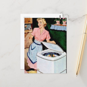 süße retro vintage Wäsche Dame Postkarte