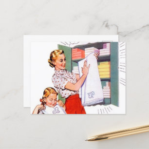 süße retro vintage Wäsche Postkarte