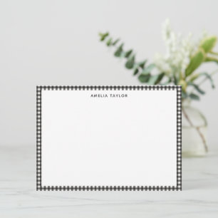 Süße Retro-Weiche Schwarz Gingham Karo Personalize Mitteilungskarte