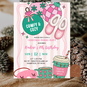 Süße Retro-Weihnachts-Pyjama-Party-Einladung Einladung